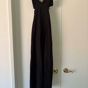 Free People Black Sleeveless V-neck Maxi Gown